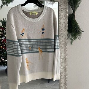 DuVin Cream and Blue Volleyball Women's Sweater
